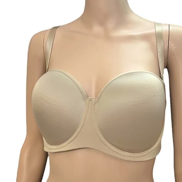 ThirdLove 24/7 Classic Strapless Bra 34E Nude Multi-way Underwired Molded Lined